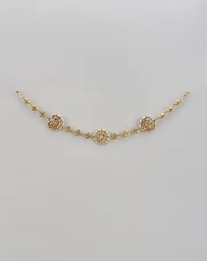 Gold Plated Kundan And Polki Matha Patti Vivinia by Vidhi Mehra - Fabilicious Fashion