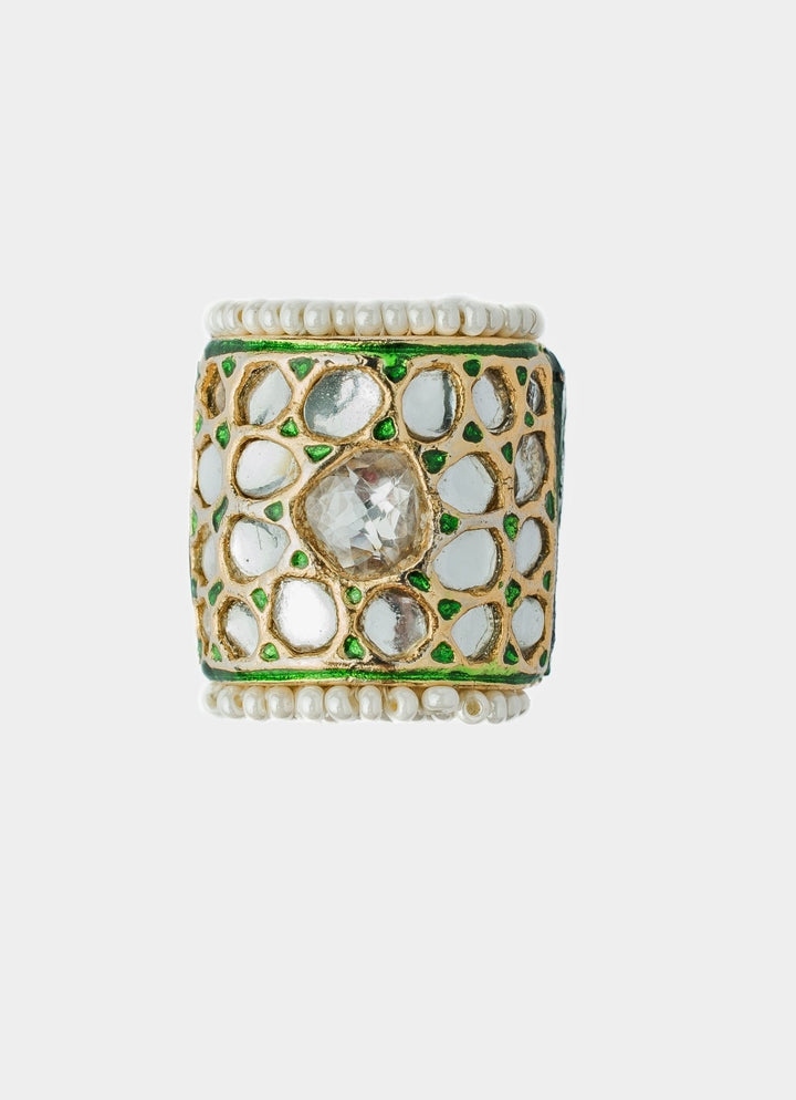 Gold Plated Kundan And Polki Ring Vivinia by Vidhi Mehra - Fabilicious Fashion