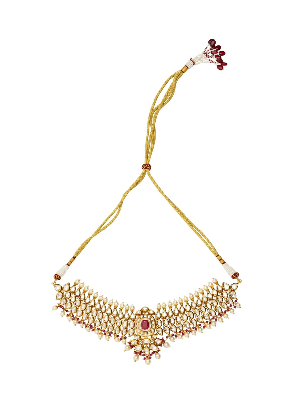 Gold Plated Kundan And Red Stone Choker Set Vivinia by Vidhi Mehra - Fabilicious Fashion