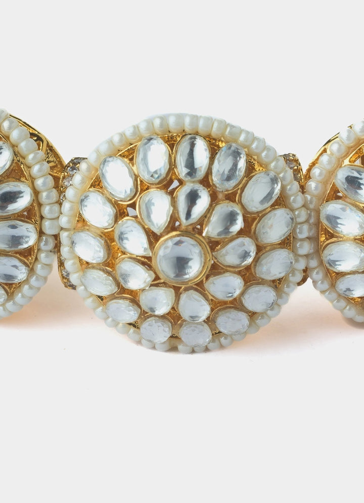 Gold Plated Kundan And White Stone Choker Necklace Set Vivinia by Vidhi Mehra - Fabilicious Fashion