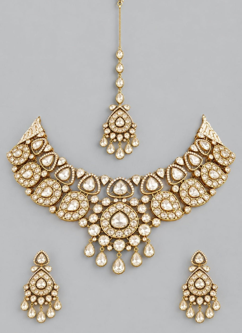 Zevar by Geeta Gold Plated Kundan Bridal Necklace SetFabilicious Fashion