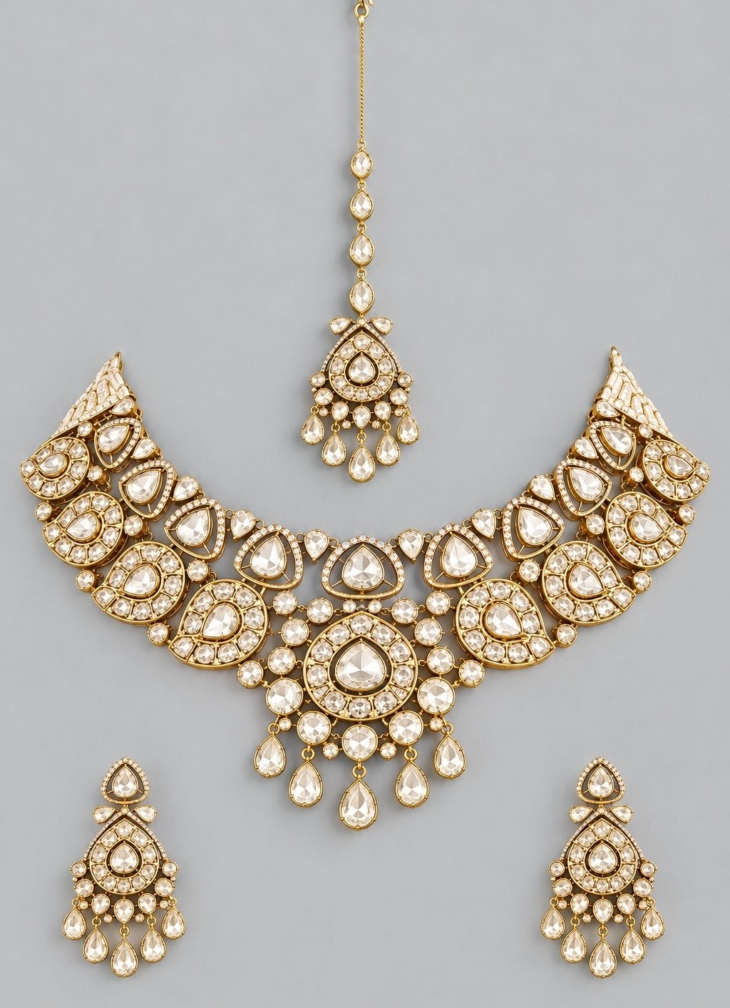 Zevar by Geeta Gold Plated Kundan Bridal Necklace SetFabilicious Fashion