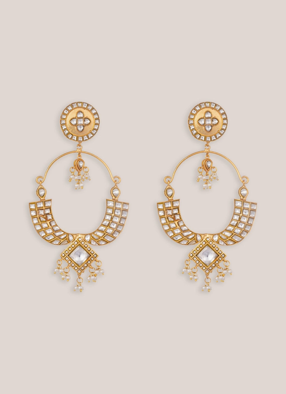 Gold Plated Kundan Chandbaali Zevar by Geeta - Fabilicious Fashion