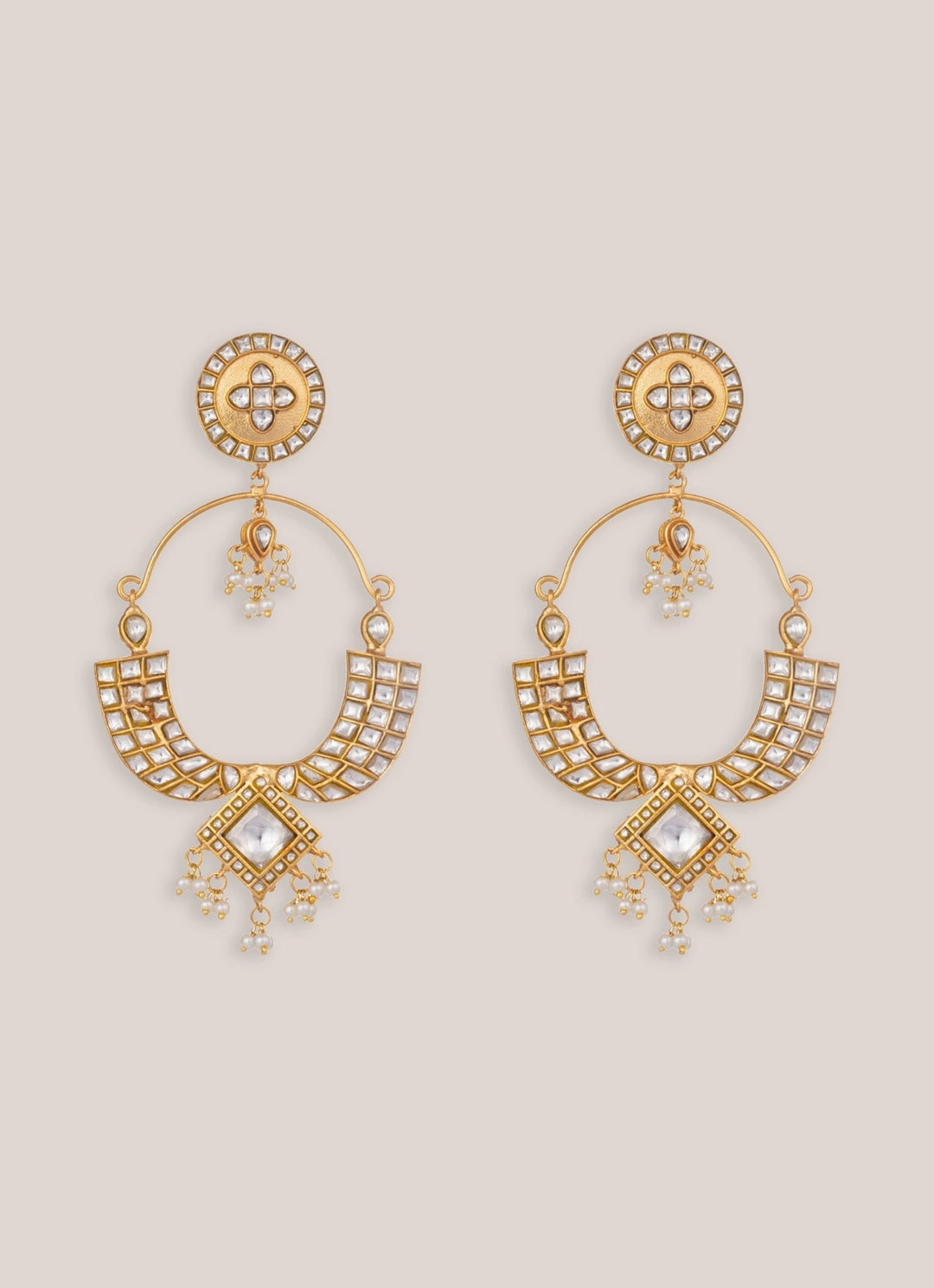 Gold Plated Kundan Chandbaali Zevar by Geeta - Fabilicious Fashion