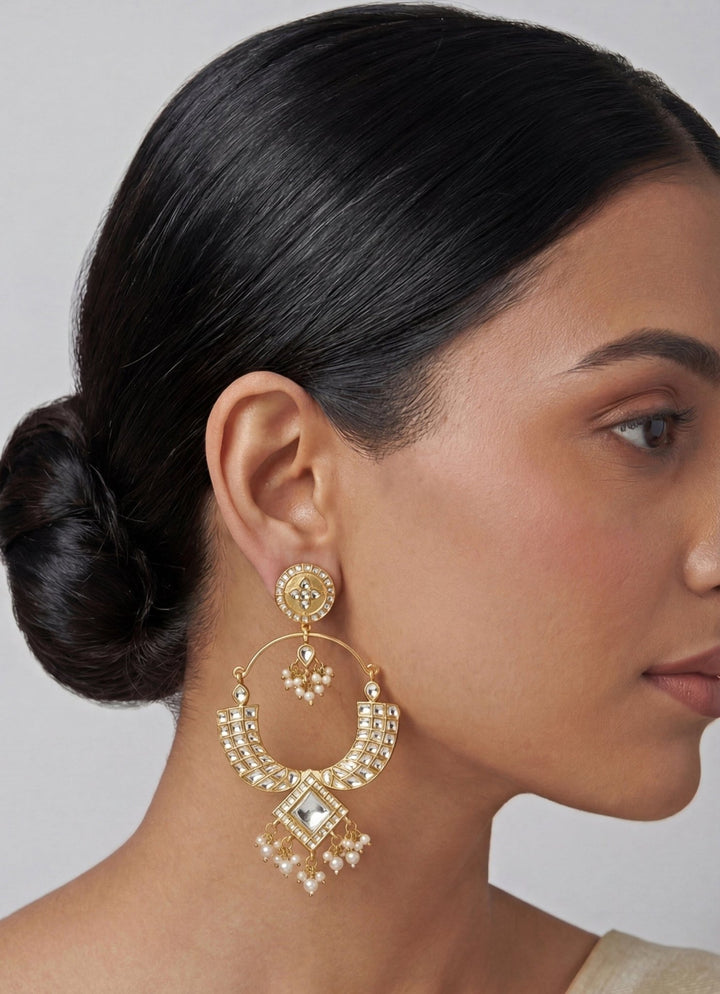 Gold Plated Kundan Chandbaali Zevar by Geeta - Fabilicious Fashion