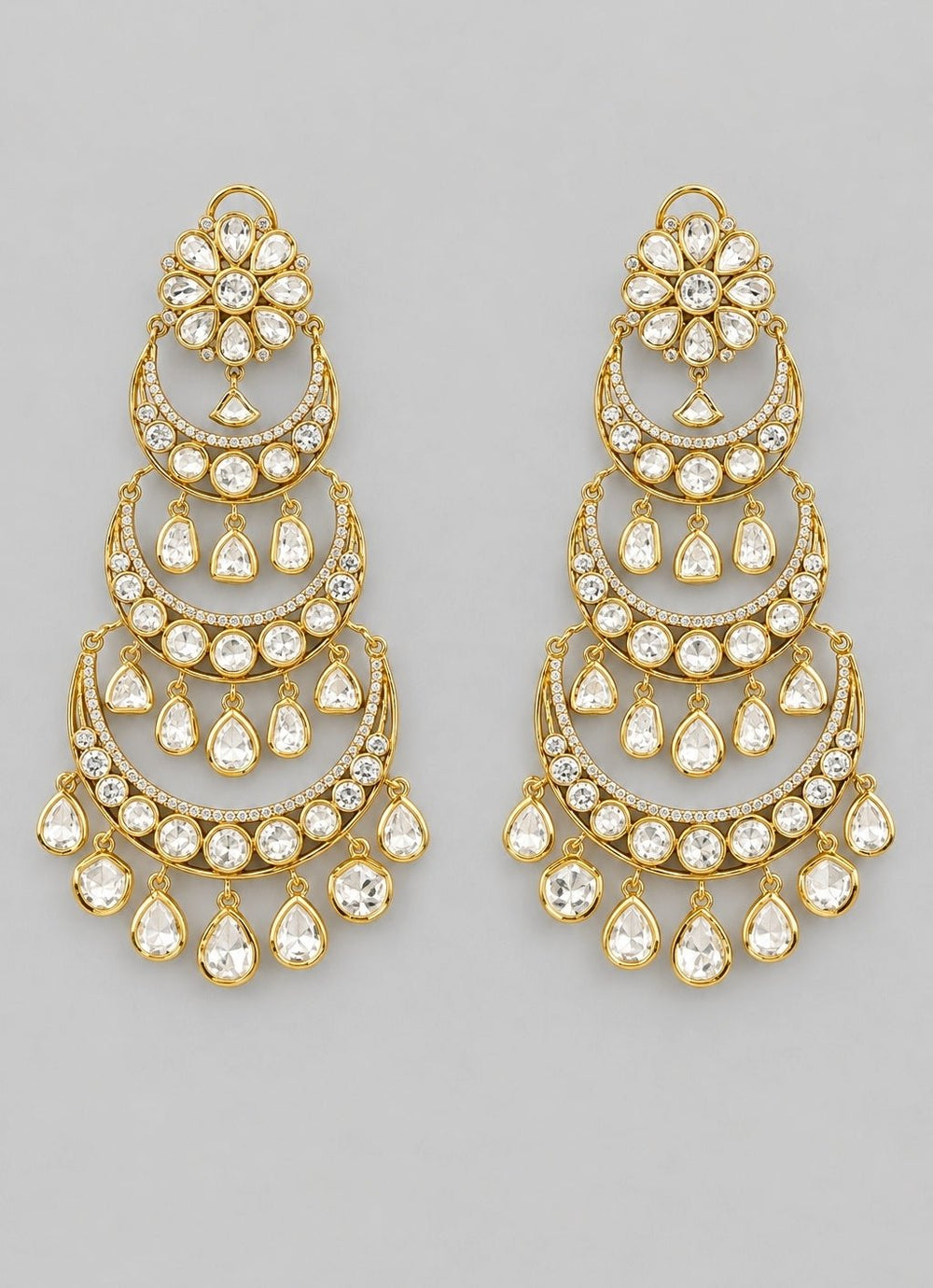 Zevar by Geeta Gold Plated Kundan ChandbaaliFabilicious Fashion