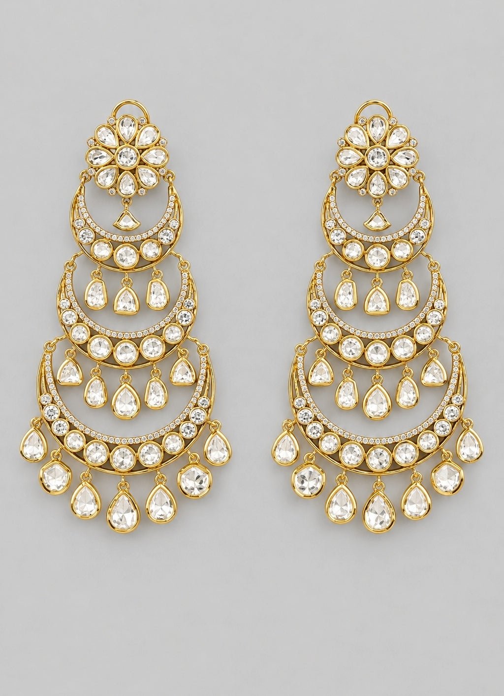 Zevar by Geeta Gold Plated Kundan ChandbaaliFabilicious Fashion