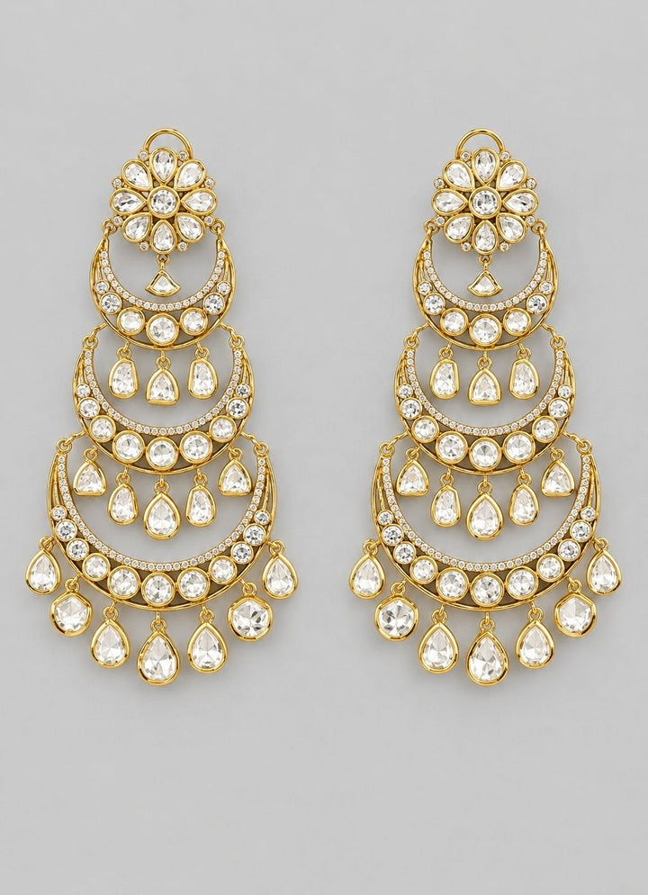 Zevar by Geeta Gold Plated Kundan ChandbaaliFabilicious Fashion