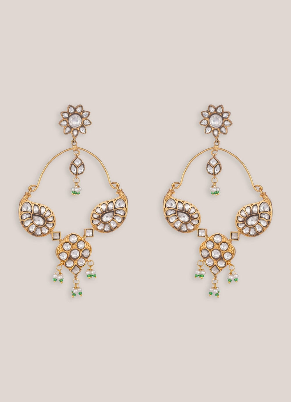 Gold Plated Kundan Chandbaali Zevar by Geeta - Fabilicious Fashion