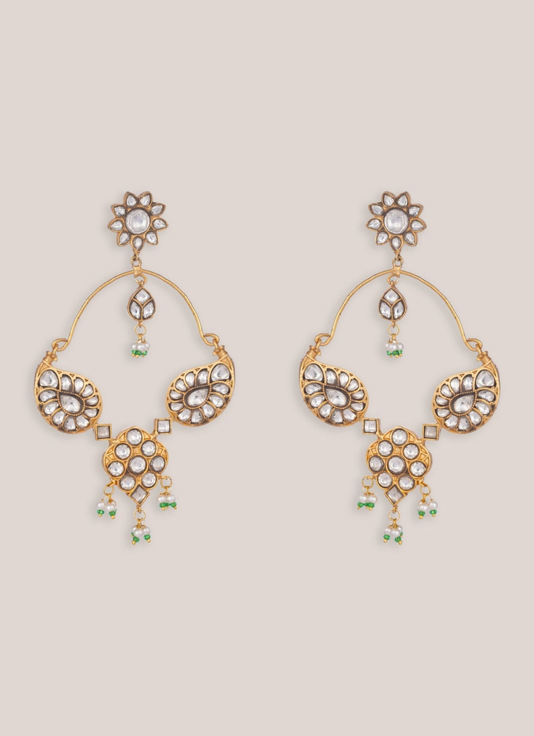 Gold Plated Kundan Chandbaali Zevar by Geeta - Fabilicious Fashion