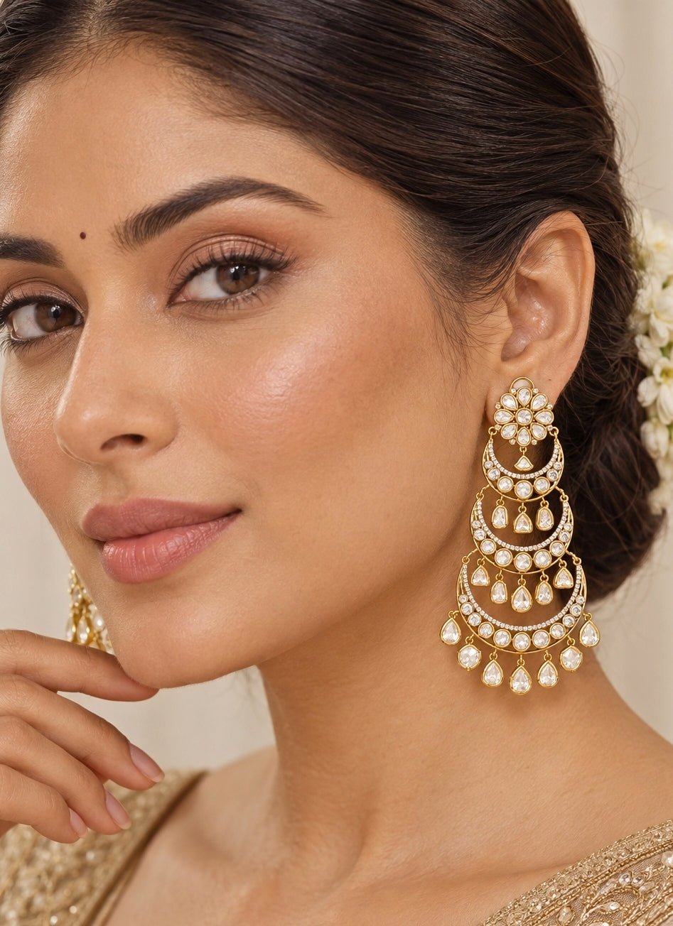 Zevar by Geeta Gold Plated Kundan ChandbaaliFabilicious Fashion