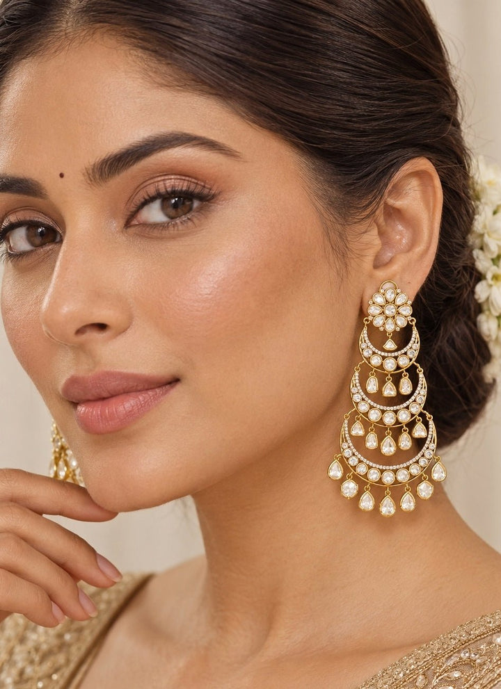 Zevar by Geeta Gold Plated Kundan ChandbaaliFabilicious Fashion