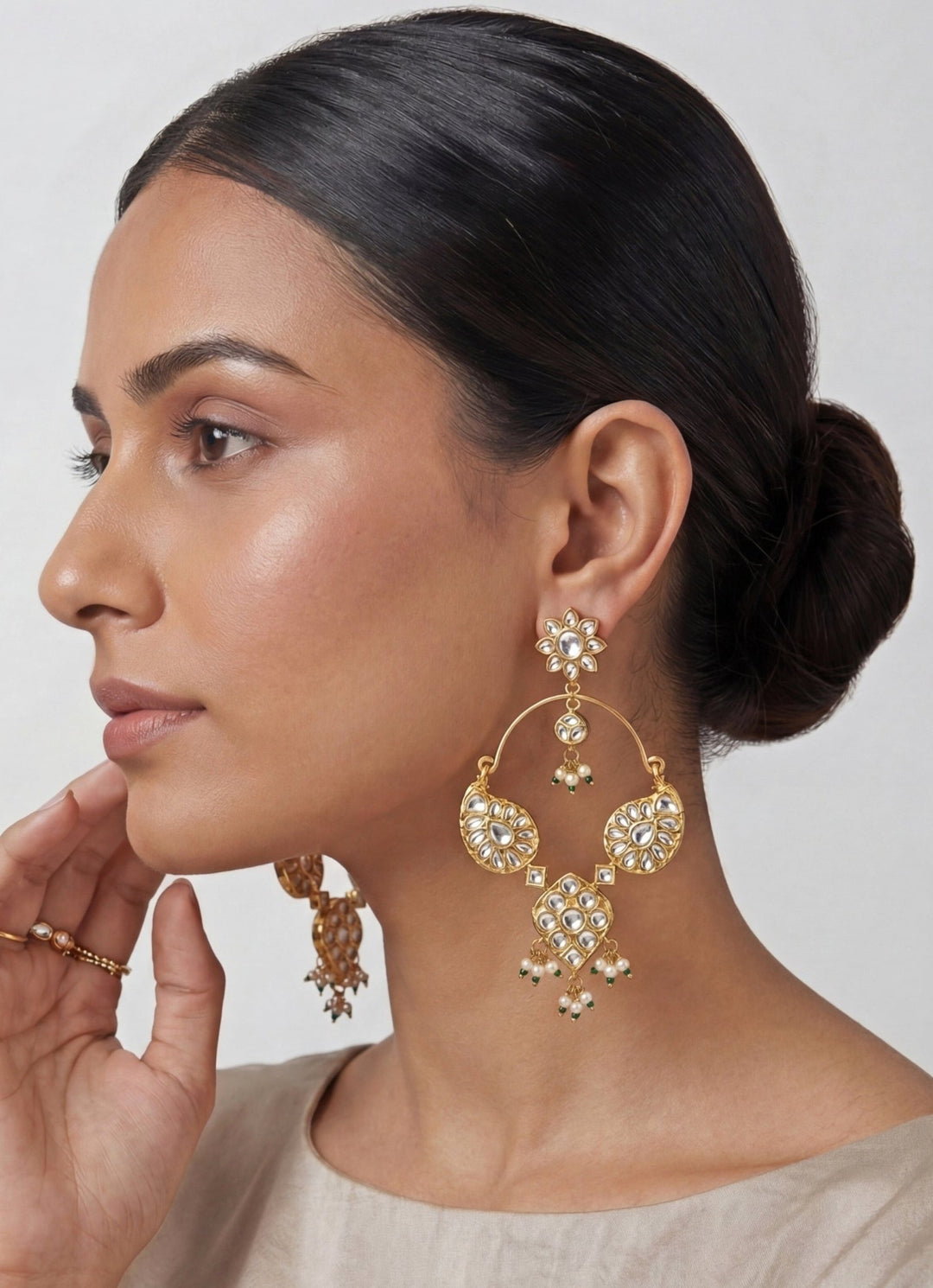 Gold Plated Kundan Chandbaali Zevar by Geeta - Fabilicious Fashion