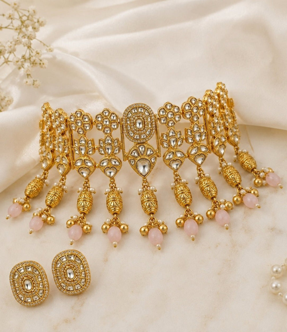 Vivinia By Vidhi Mehra Gold Plated Kundan Choker Necklace SetFabilicious Fashion