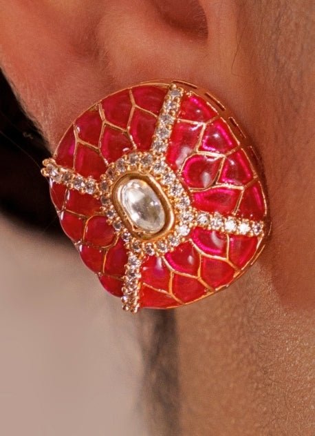 Gold Plated Kundan Choker Set With Stud Earrings Zevar by Geeta - Fabilicious Fashion