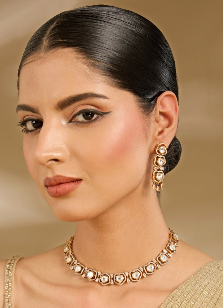 Gold Plated Kundan Choker Set Vivinia By Vidhi Mehra - Fabilicious Fashion
