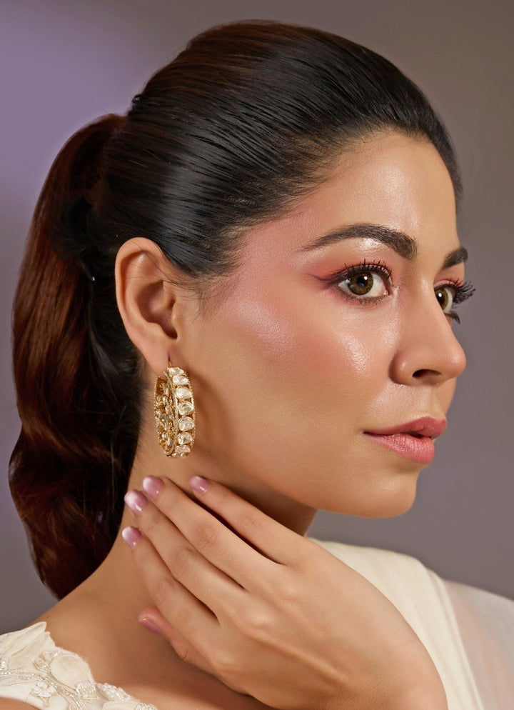 Gold Plated Kundan Drop Earrings Vivinia By Vidhi Mehra - Fabilicious Fashion