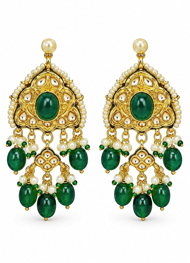 Vivinia By Vidhi Mehra Gold Plated Kundan Emerald Drop Necklace SetFabilicious Fashion