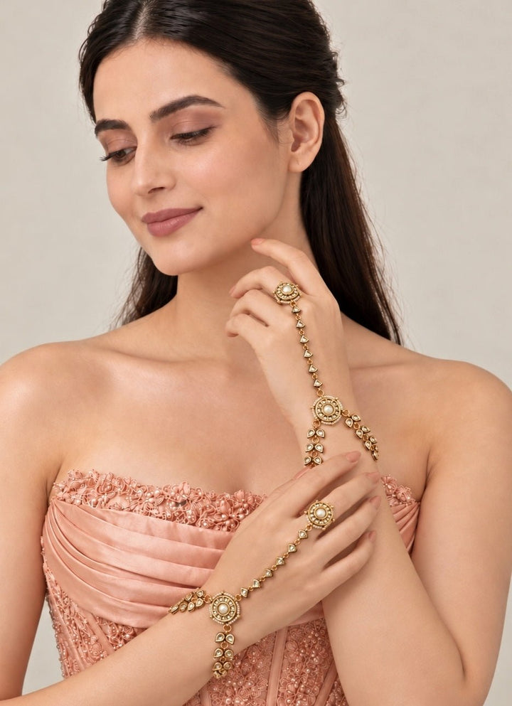 Vivinia By Vidhi Mehra Gold Plated Kundan Floral HaathphoolFabilicious Fashion