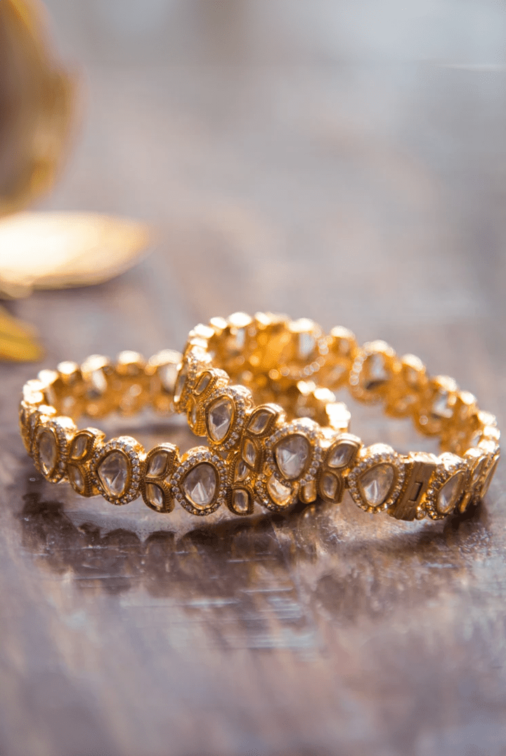 Gold Plated Kundan Kada Set Zevar By Geeta - Fabilicious Fashion