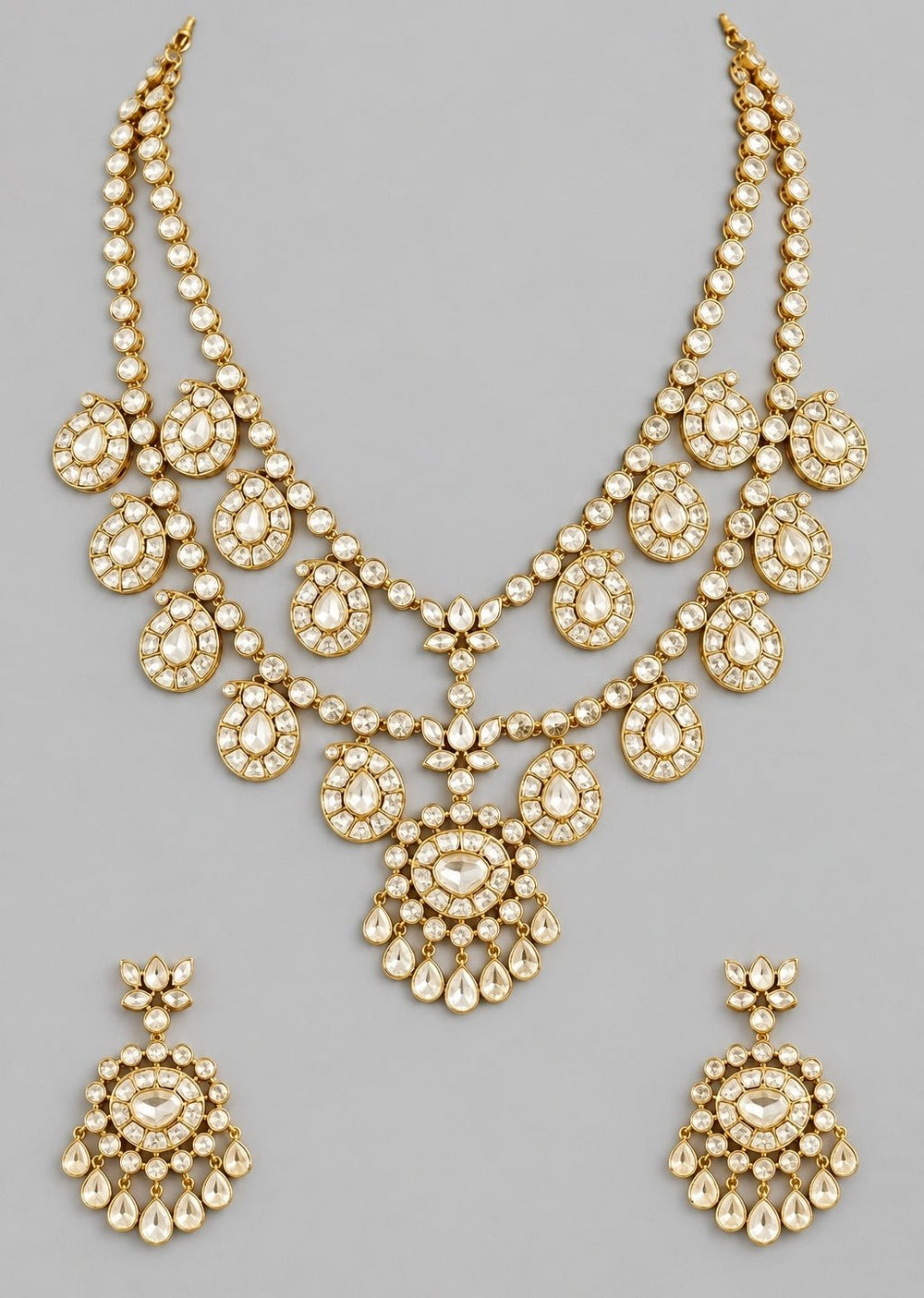 Zevar by Geeta Gold Plated Kundan Long Necklace SetFabilicious Fashion