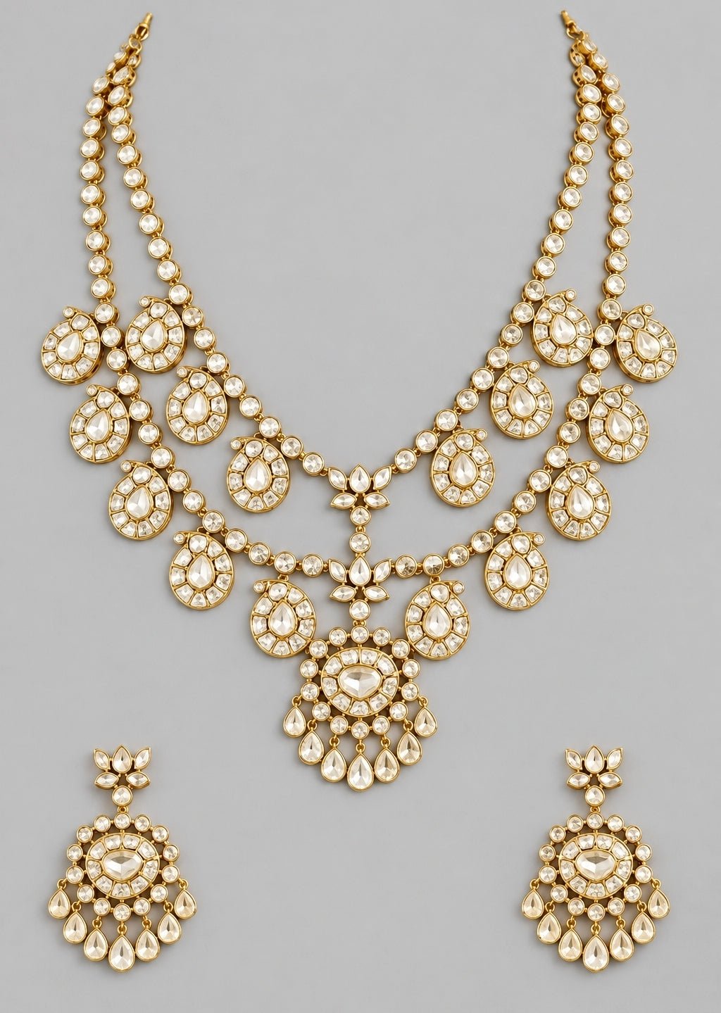 Zevar by Geeta Gold Plated Kundan Long Necklace SetFabilicious Fashion