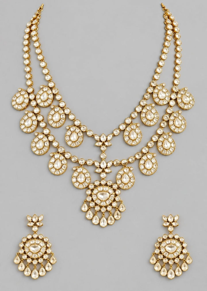 Zevar by Geeta Gold Plated Kundan Long Necklace SetFabilicious Fashion
