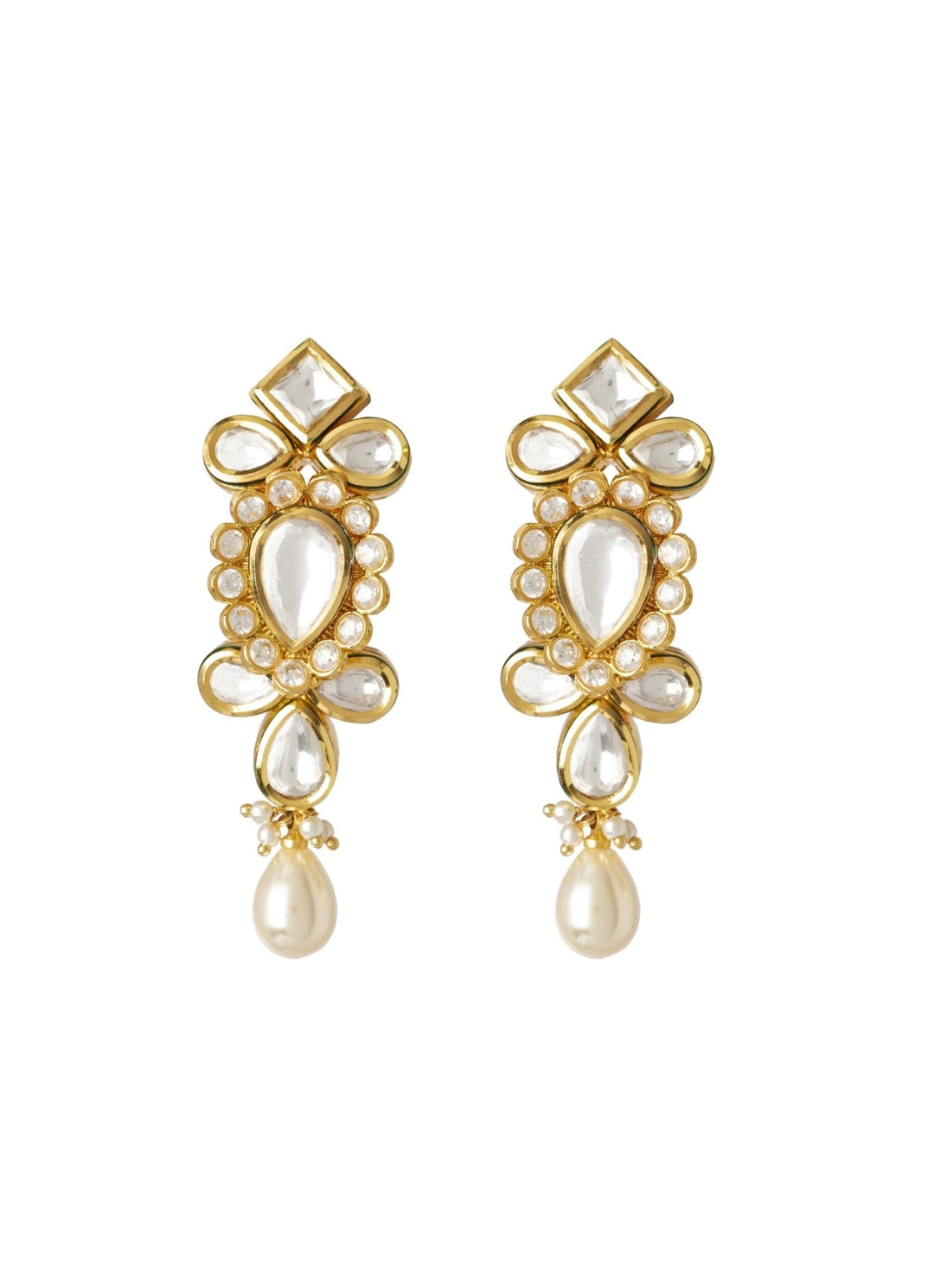 Gold Plated Kundan Necklace Set With Pearl Drop Vivinia by Vidhi Mehra - Fabilicious Fashion