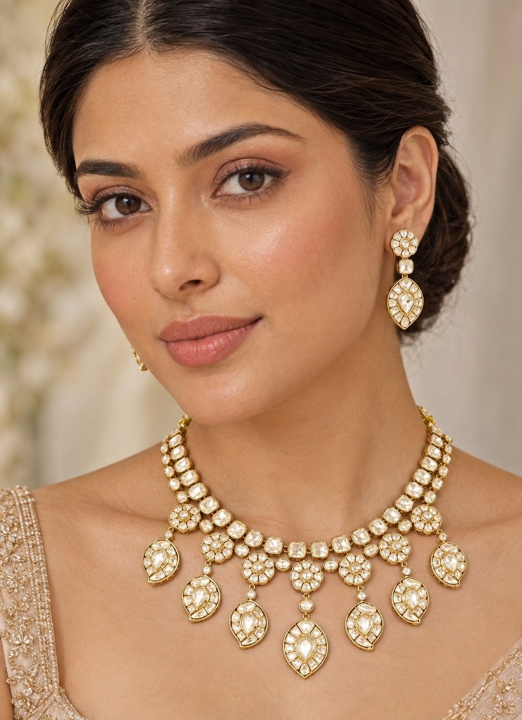 Zevar by Geeta Gold Plated Kundan Necklace SetFabilicious Fashion