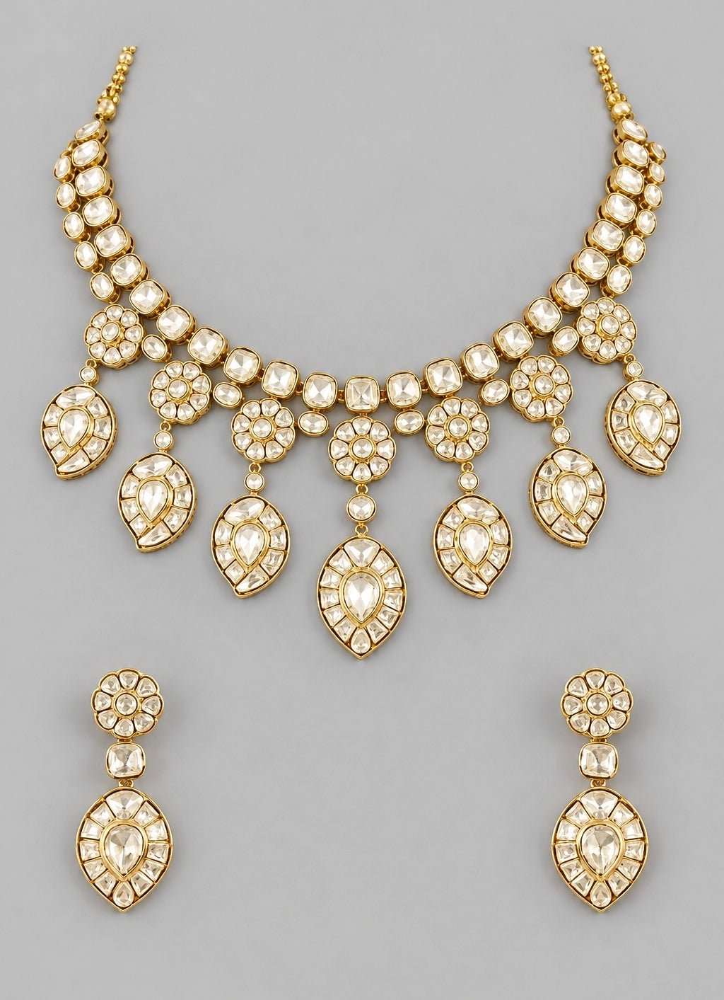 Zevar by Geeta Gold Plated Kundan Necklace SetFabilicious Fashion