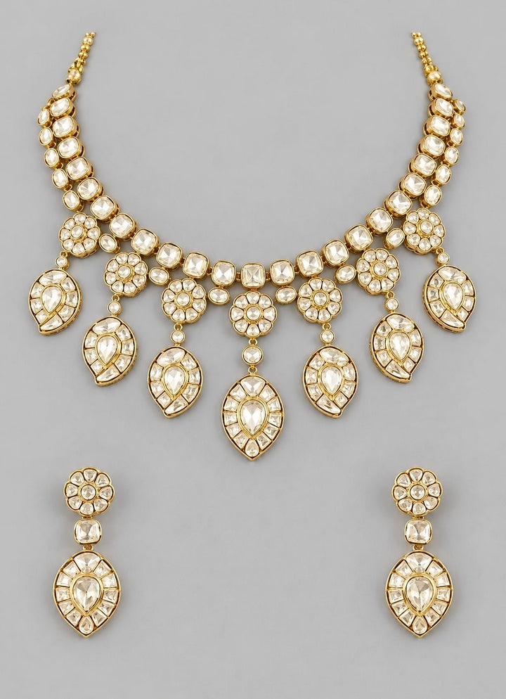 Zevar by Geeta Gold Plated Kundan Necklace SetFabilicious Fashion