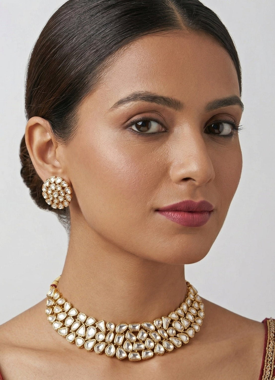 Zevar by Geeta Gold Plated Kundan Necklace SetFabilicious Fashion
