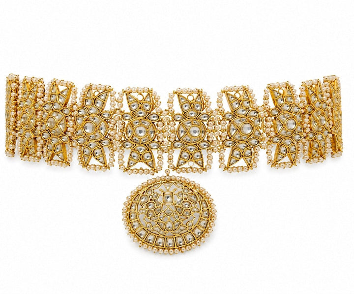 Vivinia by Vidhi Mehra Gold Plated Kundan Pearl Bridal Choker SetFabilicious Fashion