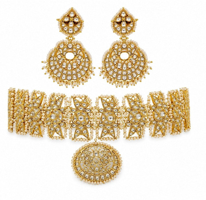 Vivinia by Vidhi Mehra Gold Plated Kundan Pearl Bridal Choker SetFabilicious Fashion