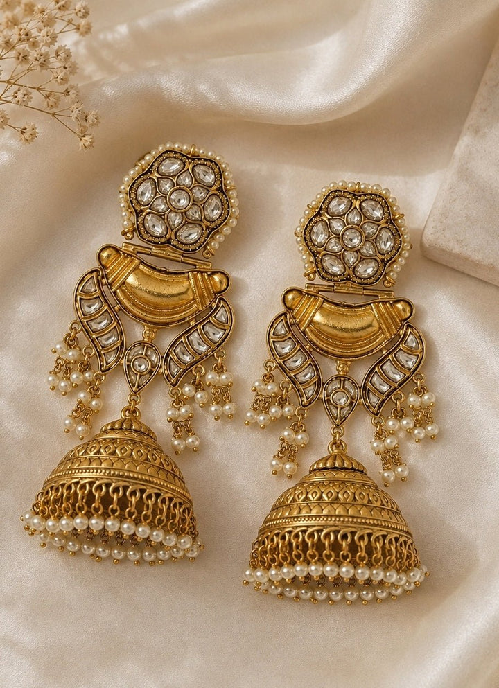 Vivinia By Vidhi Mehra Gold Plated Kundan Pearl JhumkaFabilicious Fashion