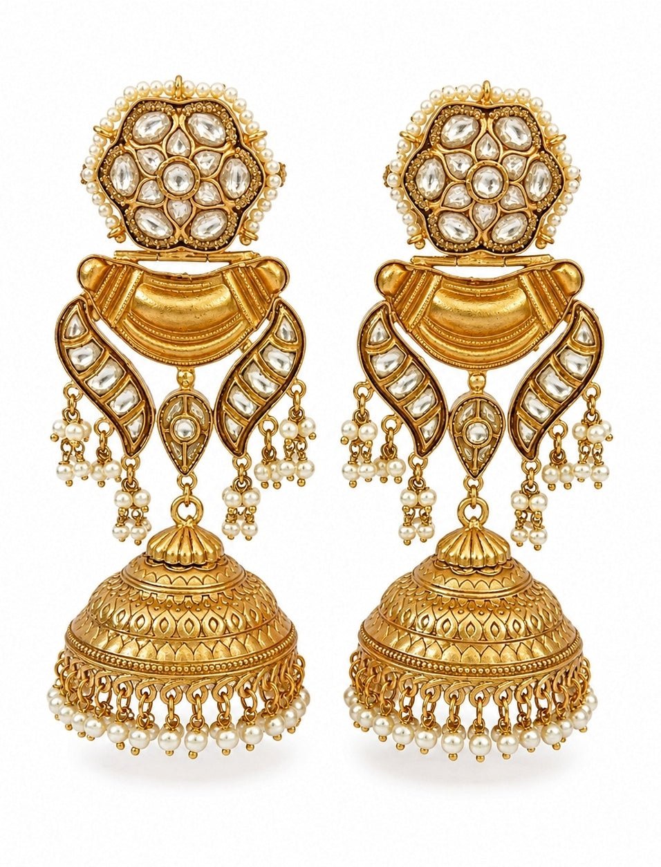 Vivinia By Vidhi Mehra Gold Plated Kundan Pearl JhumkaFabilicious Fashion