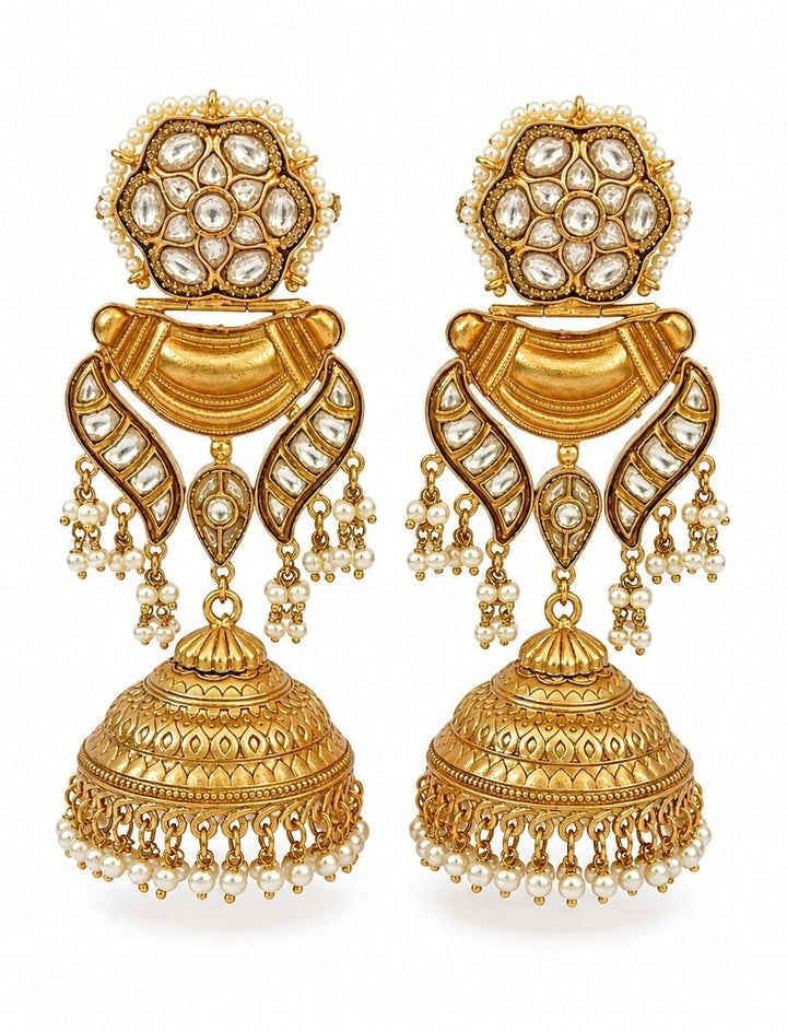 Vivinia By Vidhi Mehra Gold Plated Kundan Pearl JhumkaFabilicious Fashion