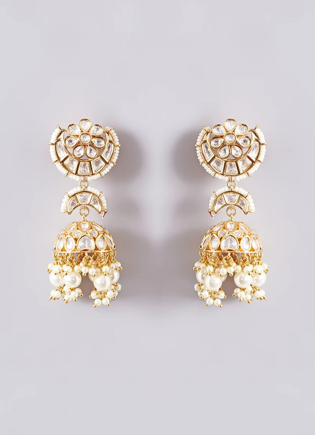 Gold Plated Kundan Polki And Pearl Choker Necklace Set Zevar by Geeta - Fabilicious Fashion