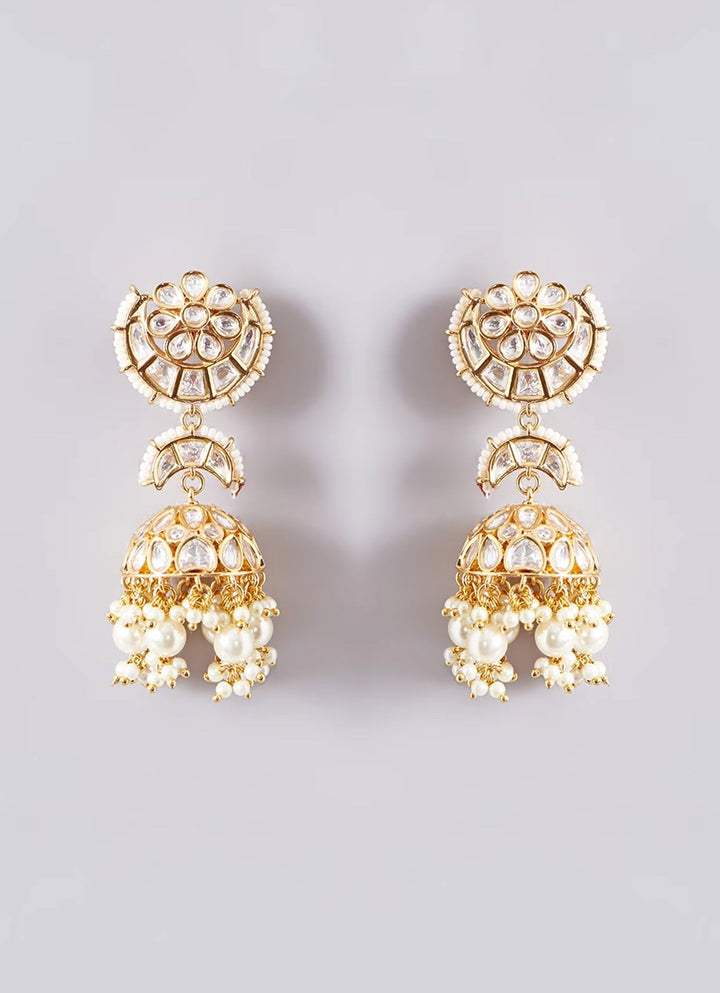 Gold Plated Kundan Polki And Pearl Choker Necklace Set Zevar by Geeta - Fabilicious Fashion