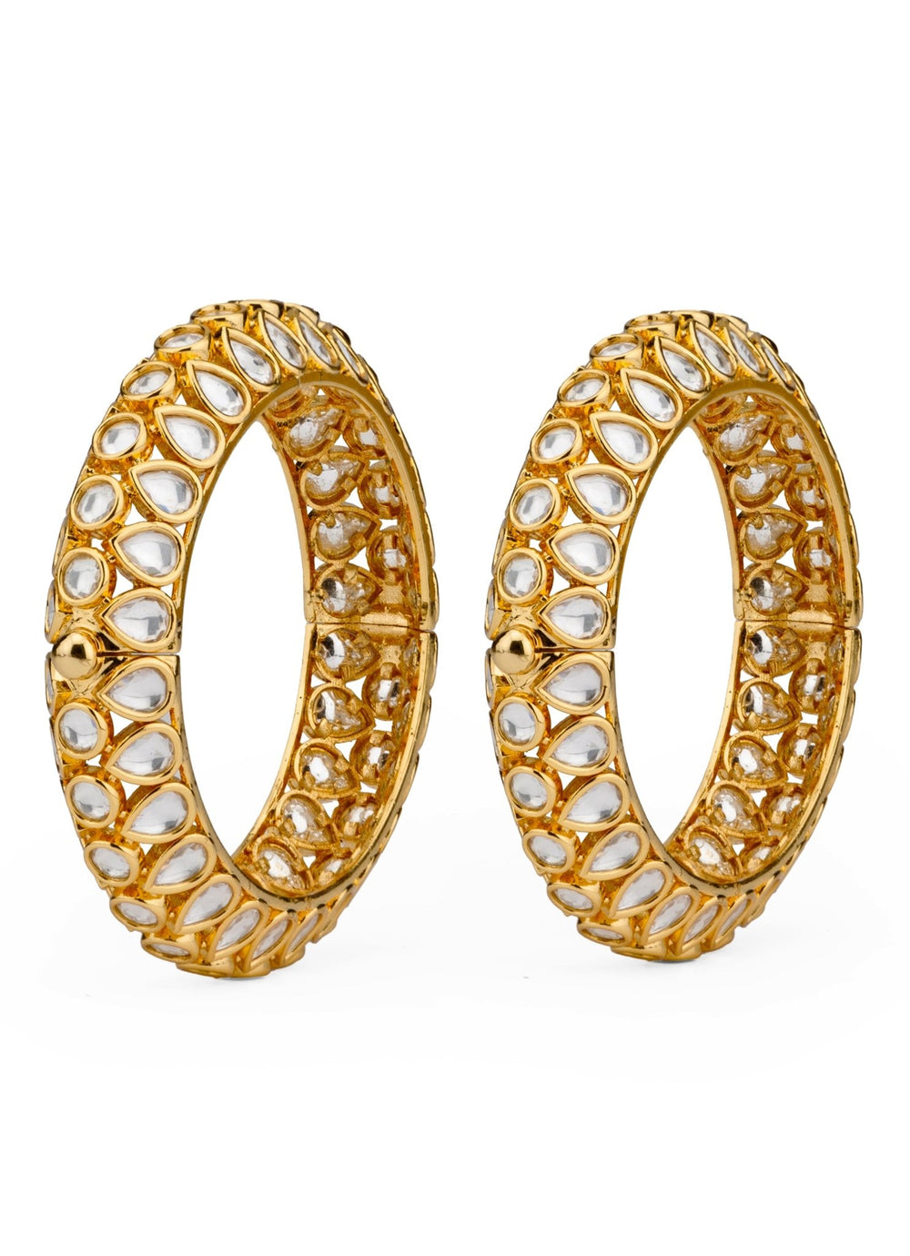 Gold Plated Kundan Polki And Uncut Diamond Bangle Set Vivinia by Vidhi Mehra - Fabilicious Fashion