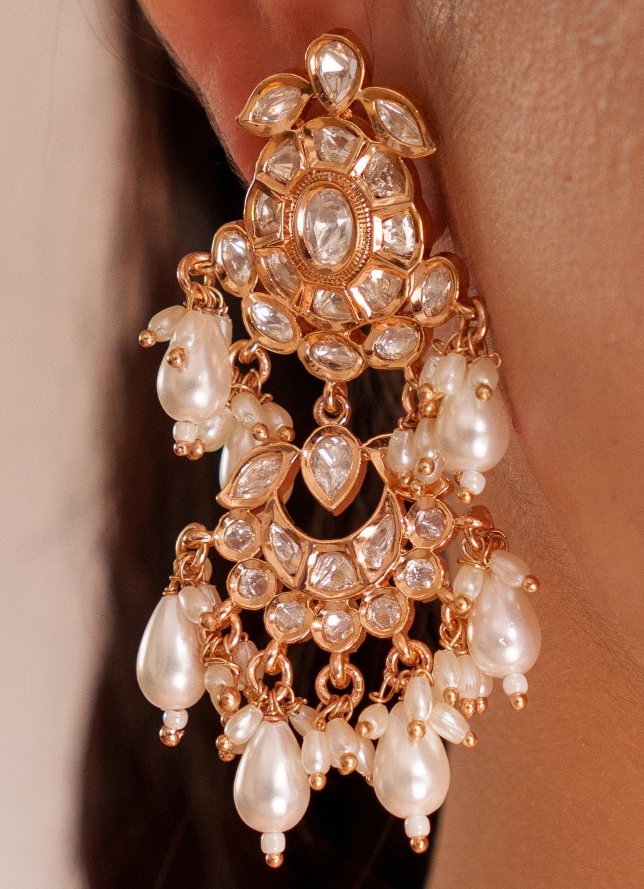Gold Plated Kundan Polki & Bead Necklace Set With Maangtikka Zevar by Geeta - Fabilicious Fashion