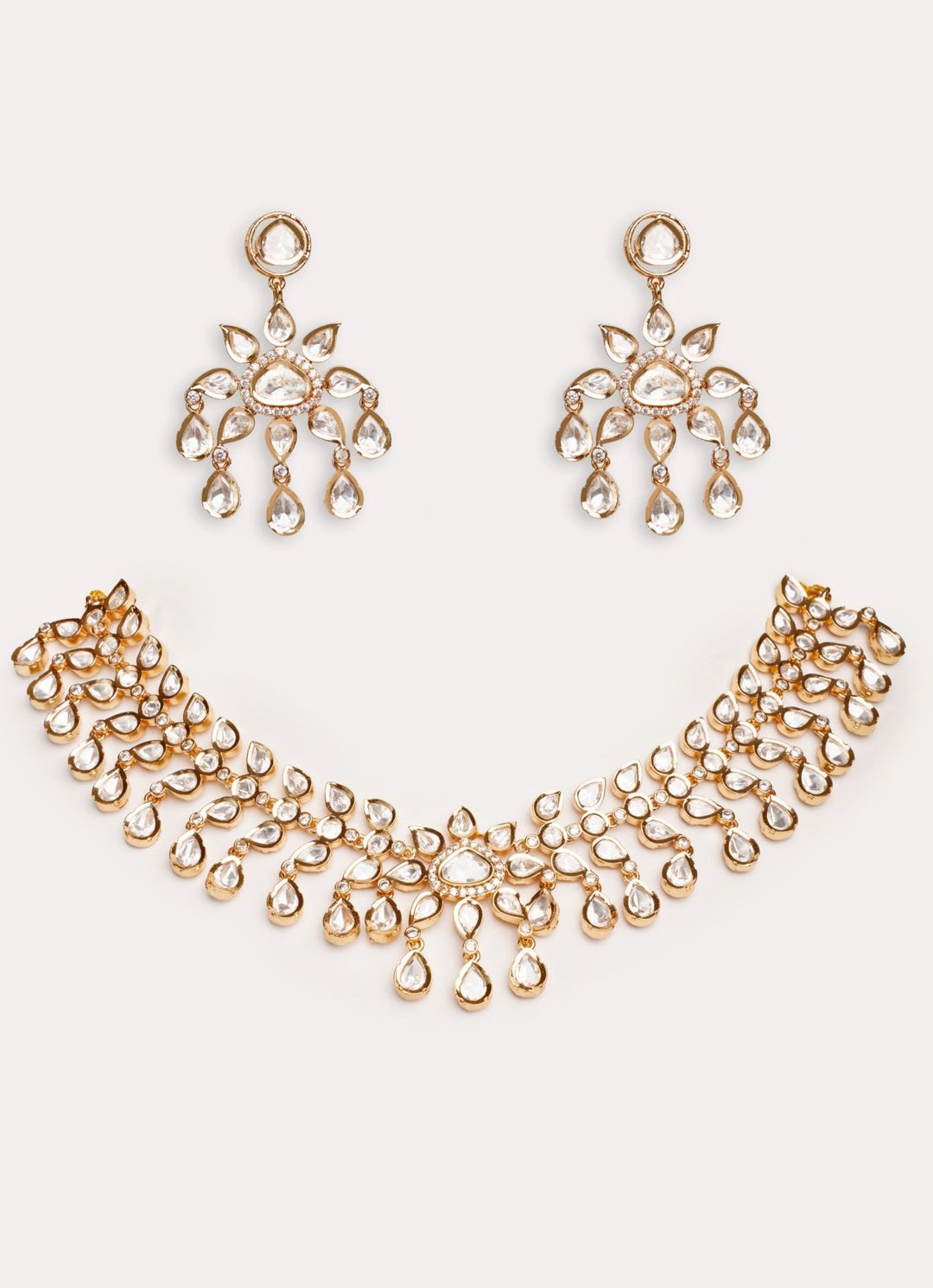 Gold Plated Kundan Polki Choker Set Zevar by Geeta - Fabilicious Fashion