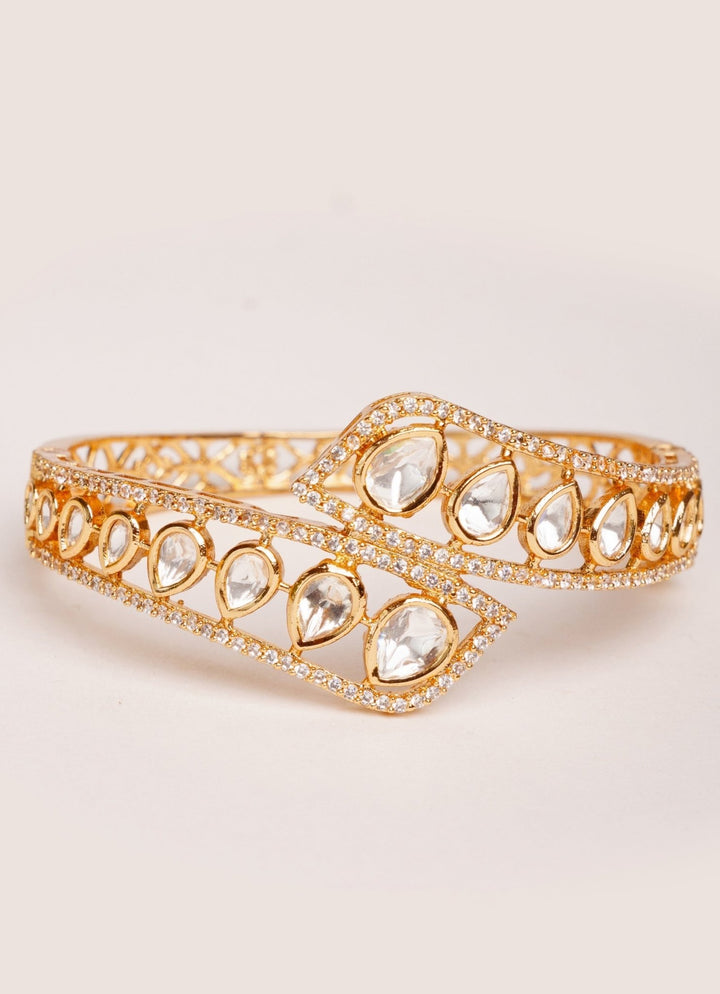Gold Plated Kundan Polki Openable Kada Zevar by Geeta - Fabilicious Fashion