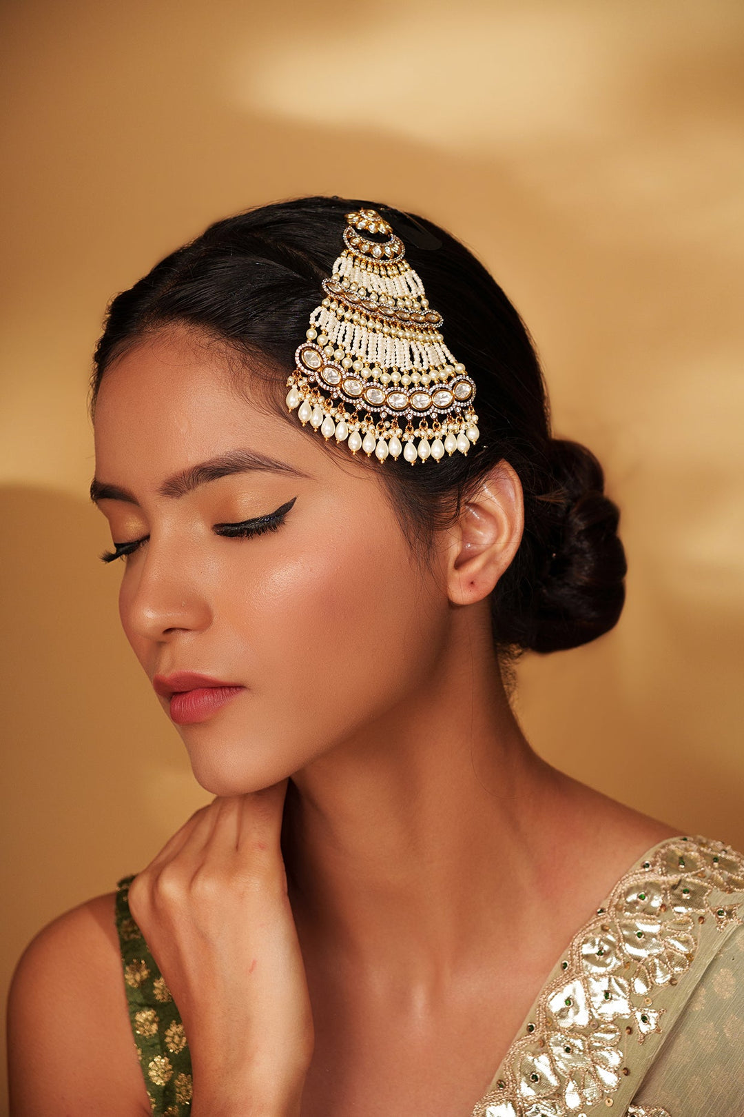 Gold Plated Kundan Polki Passa Zevar by Geeta - Fabilicious Fashion