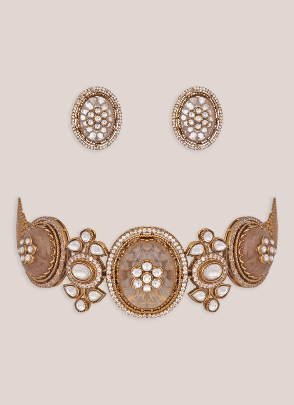 Zevar by Geeta Gold Plated Kundan Resin Choker SetFabilicious Fashion