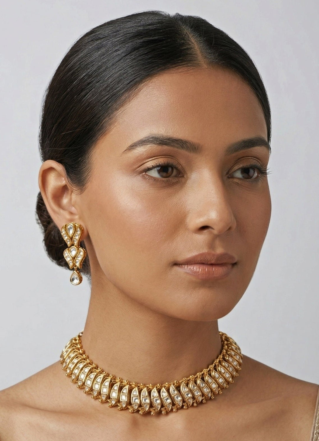 Zevar by Geeta Gold Plated Kundan Stone Necklace SetFabilicious Fashion