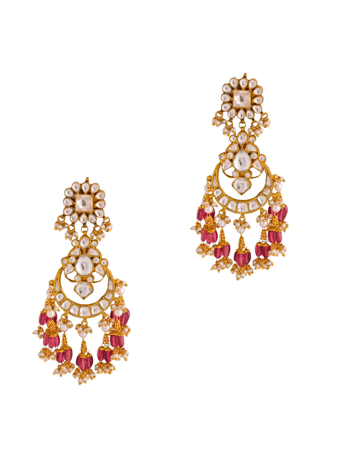 Riana Jewellery Gold Plated Light Pink Beaded Long EarringsFabilicious Fashion
