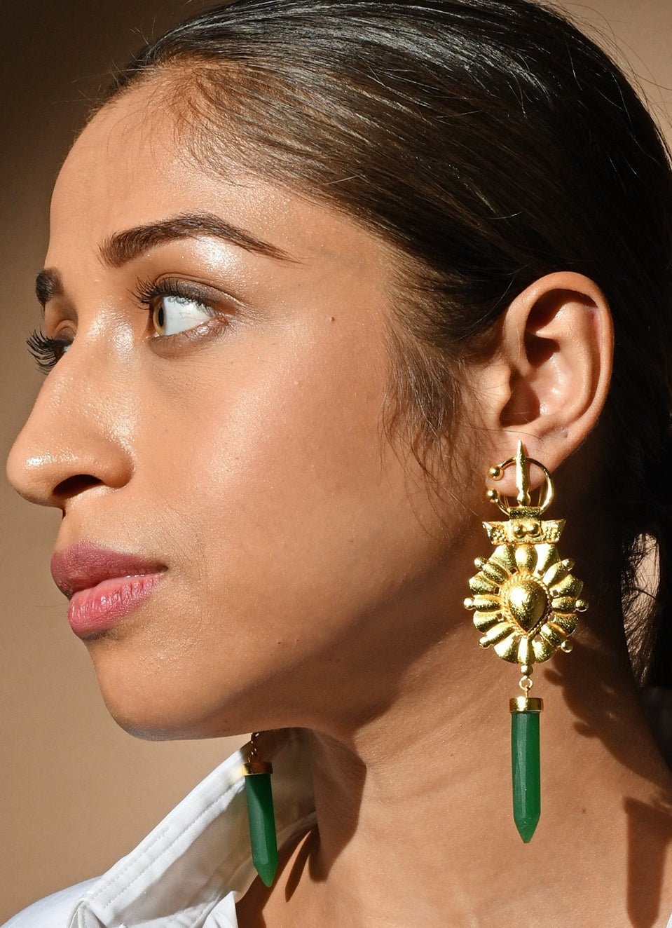 Gold Plated Long Dangling Earrings Zaza By Somya - Fabilicious Fashion