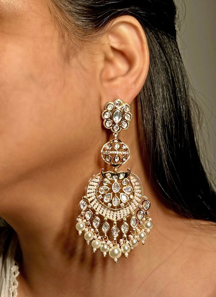 Naymee Gold Plated Long Kundan EarringsFabilicious Fashion