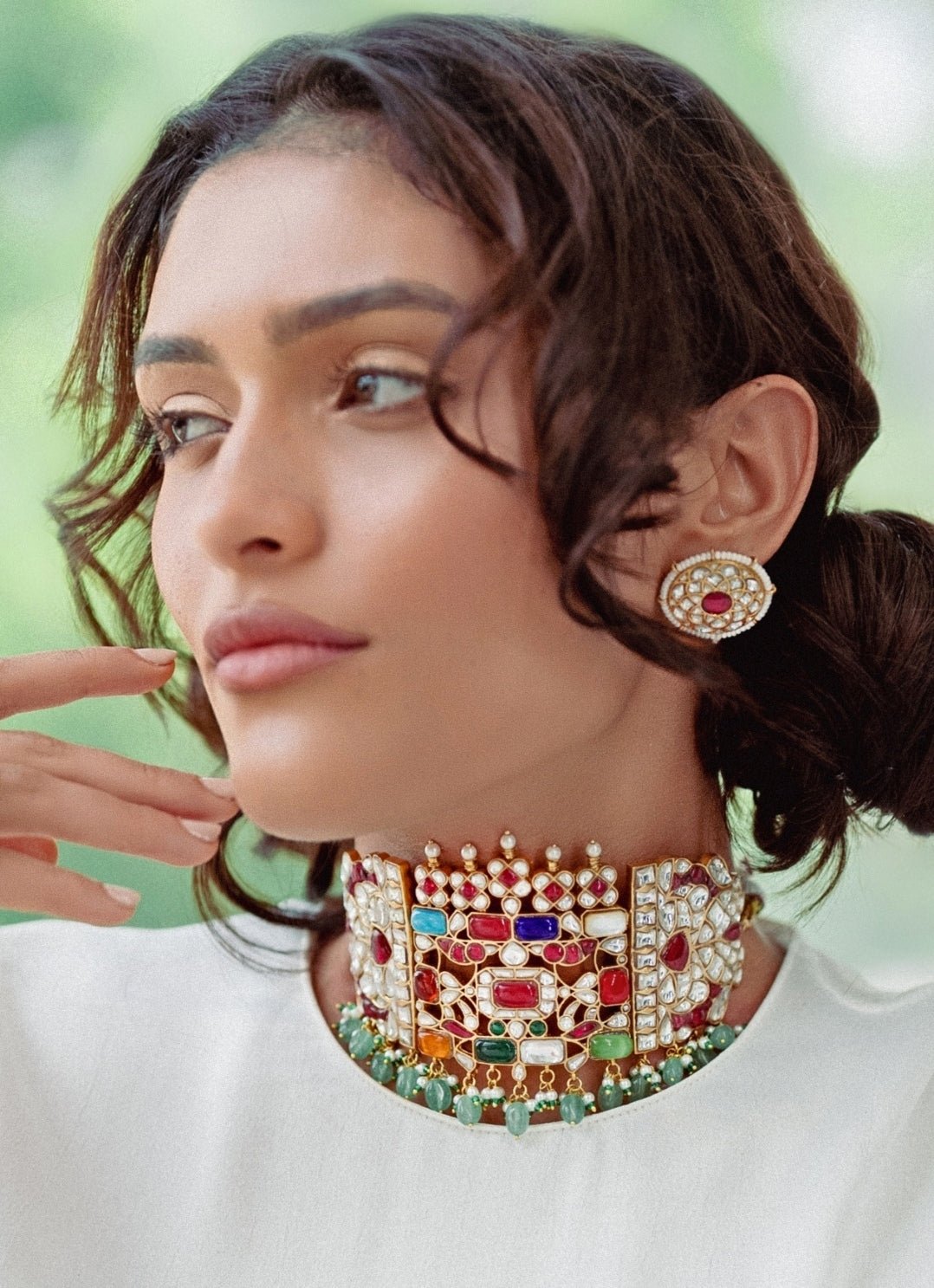 Zevar by Geeta Gold Plated Meenakari Choker SetFabilicious Fashion